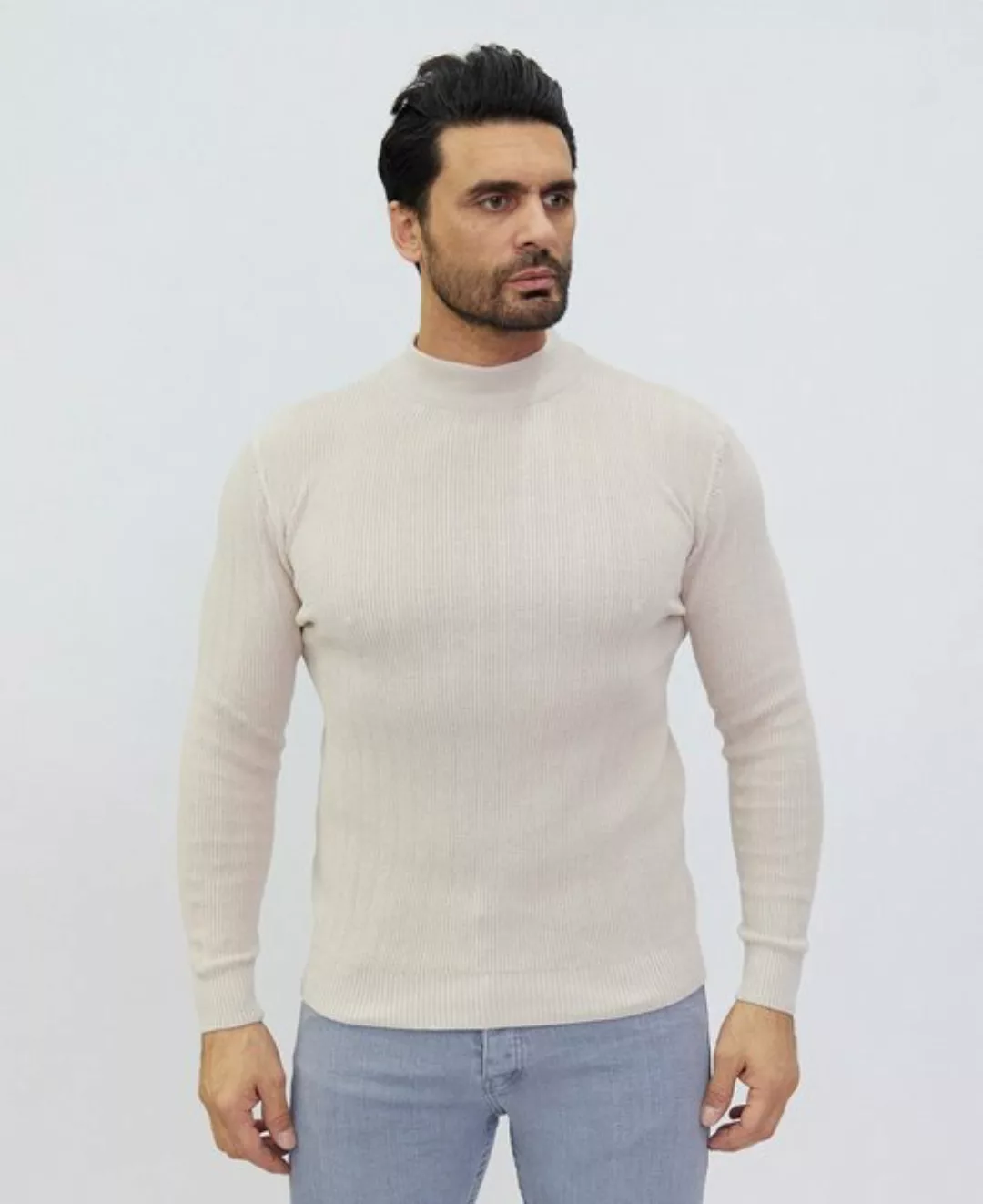 Denim Distriqt Strickpullover Stehkragen Pullover in feinem Muster Clover S günstig online kaufen