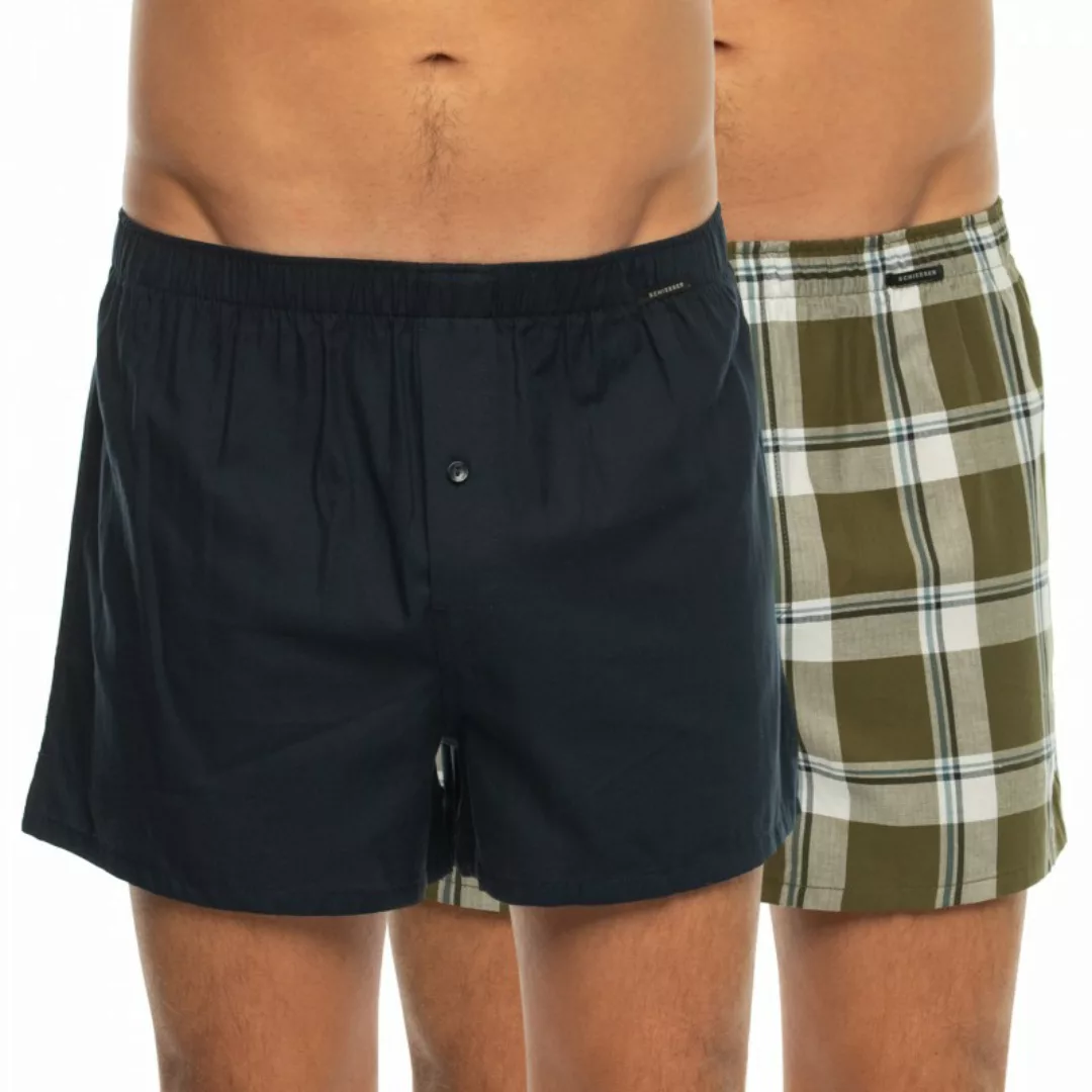 Schiesser 2-Set Boxershorts Grün & Blau kariert günstig online kaufen