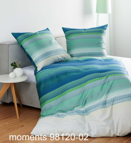 Janine Janine Mako-Satin Bettwäsche moments 98120 blau türkis Größe:  200x2 günstig online kaufen