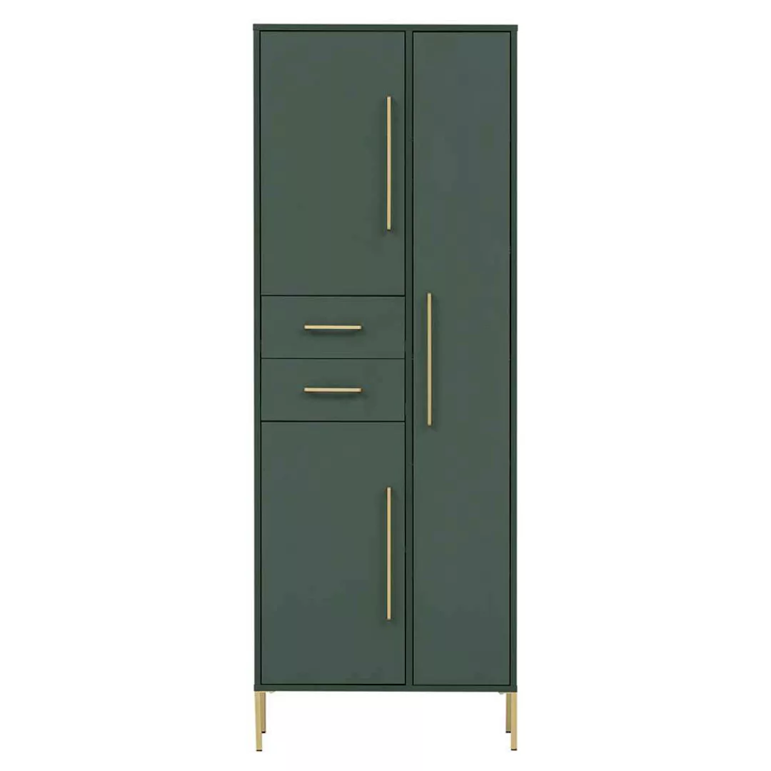 Garderobenschrank modern in Dunkelgrün und Gold 185 cm hoch günstig online kaufen