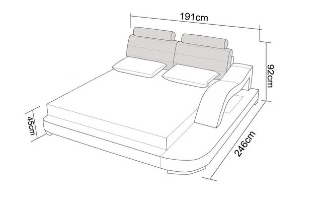 Xlmoebel Bett Großes Design-Bett mit Polsterung und USB-Leder, Multifunktio günstig online kaufen