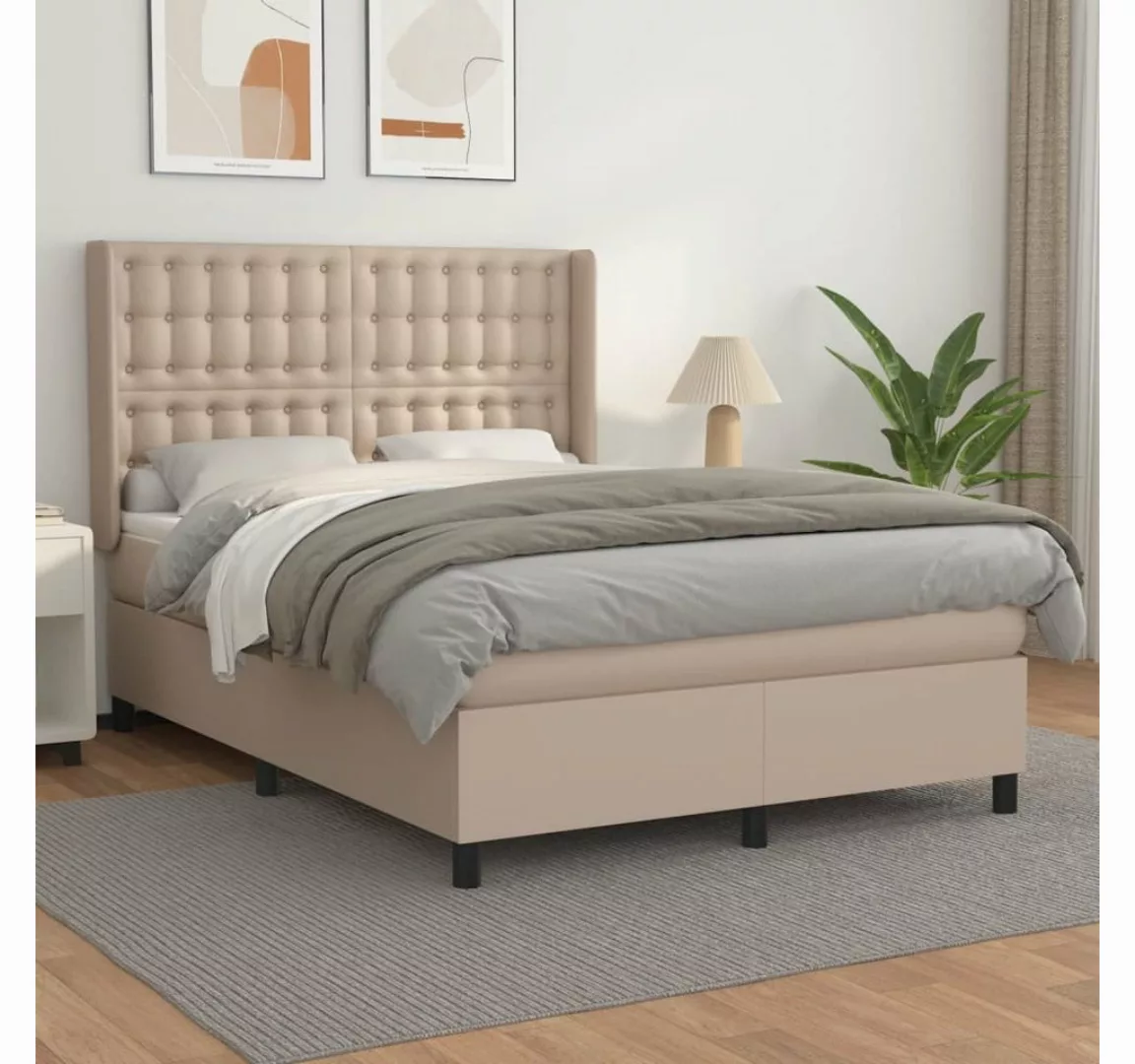 vidaXL Boxspringbett Bett Boxspringbett Kunstleder komplett mit Matratze & günstig online kaufen