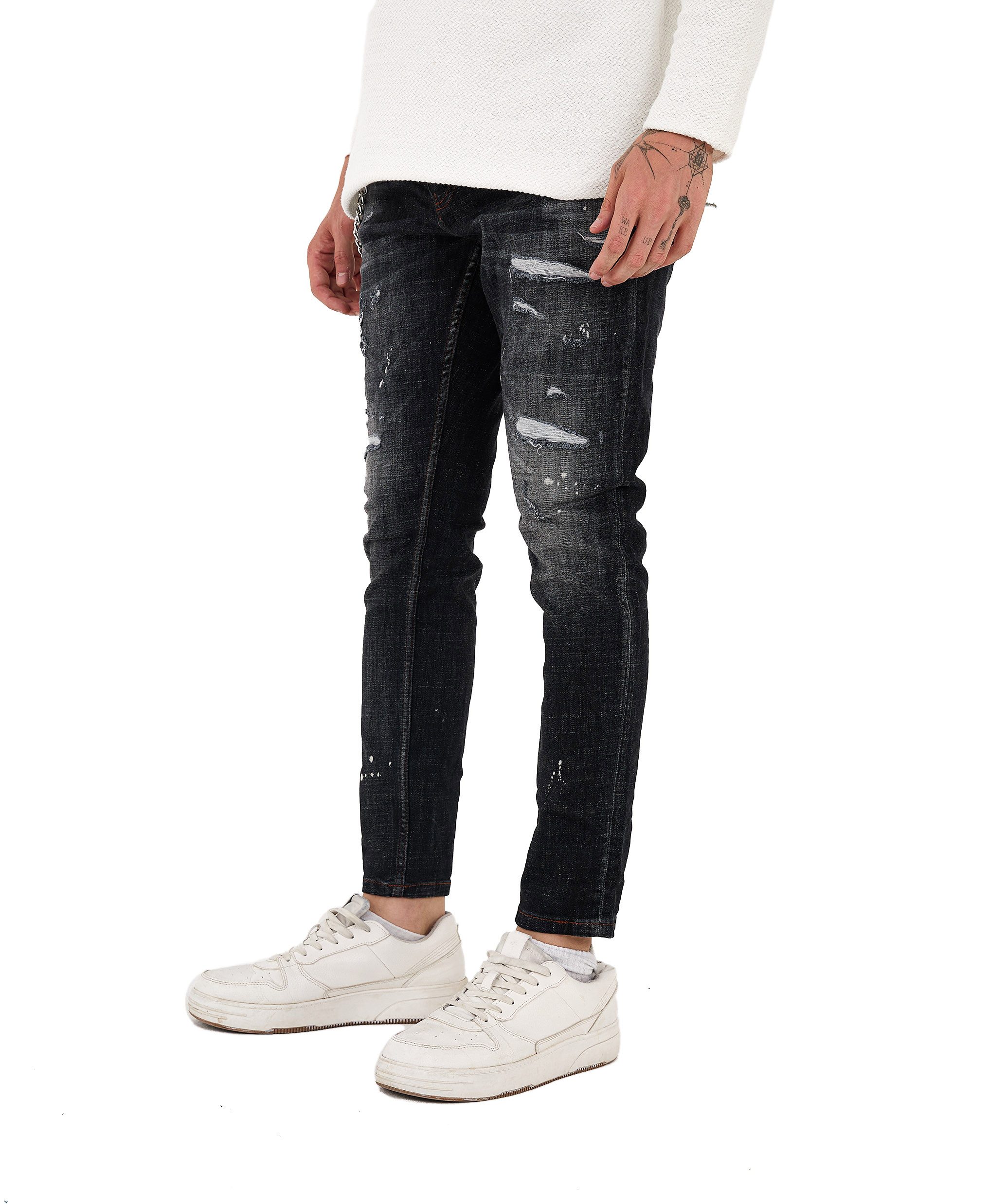 Denim Distriqt Skinny-fit-Jeans Destroyed Herren Jeans günstig online kaufen