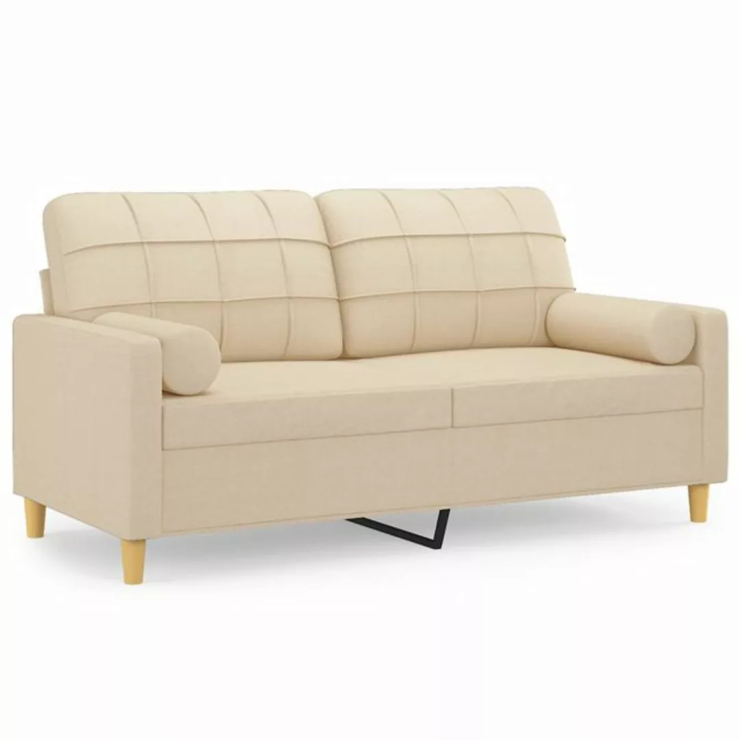 vidaXL Sofa, 2-Sitzer-Sofa mit Zierkissen Creme 140 cm Stoff günstig online kaufen