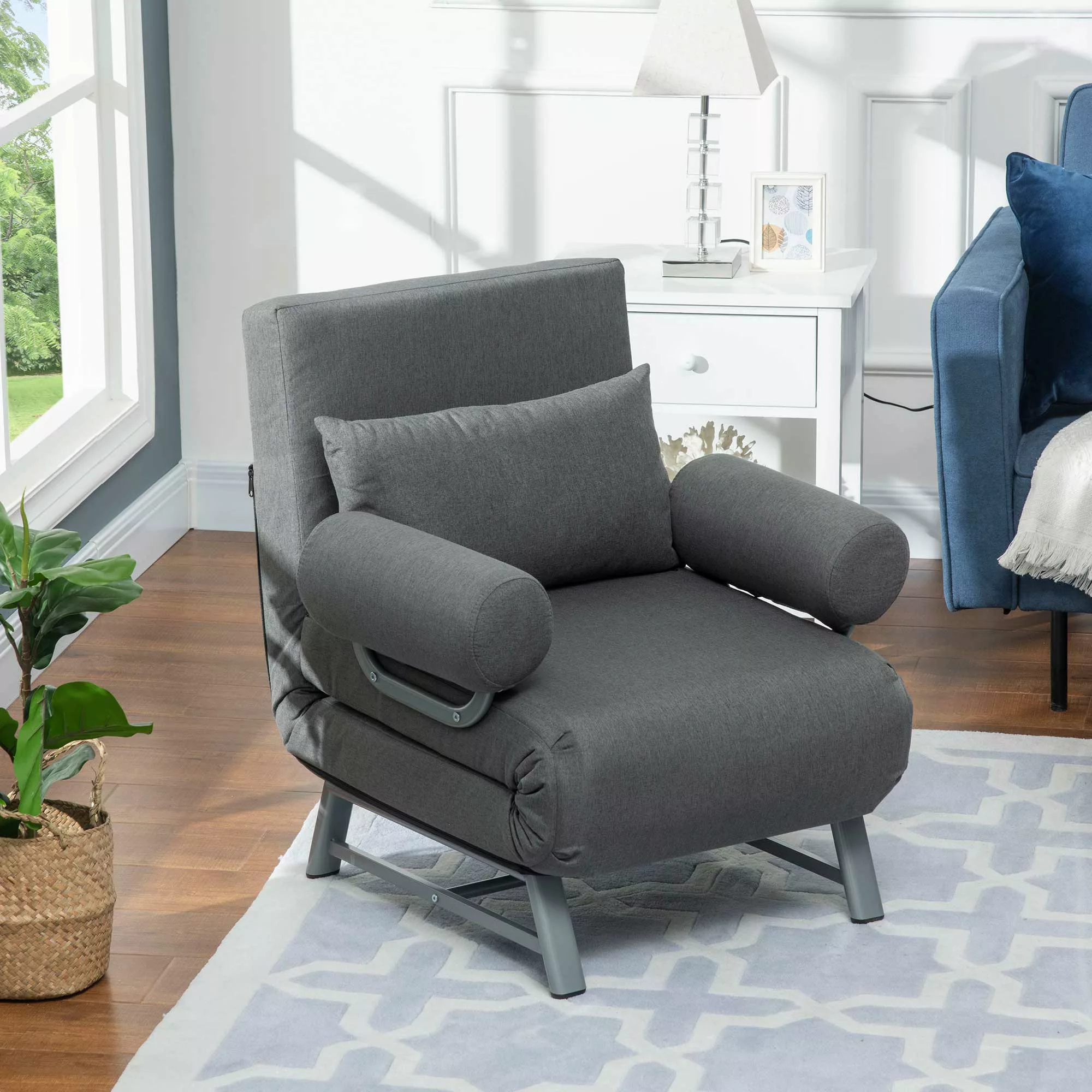 HOMCOM 3 in 1 Schlafsessel, Schlafsofa mit Bettfunktion, Zierkissen, klappb günstig online kaufen