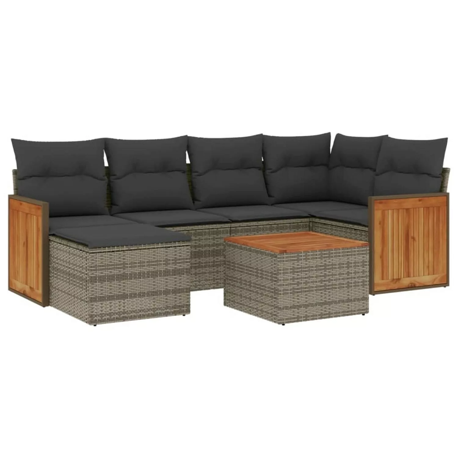 vidaXL 7-tlg Garten-Sofagarnitur mit Kissen Grau Poly Rattan Modell 131 günstig online kaufen