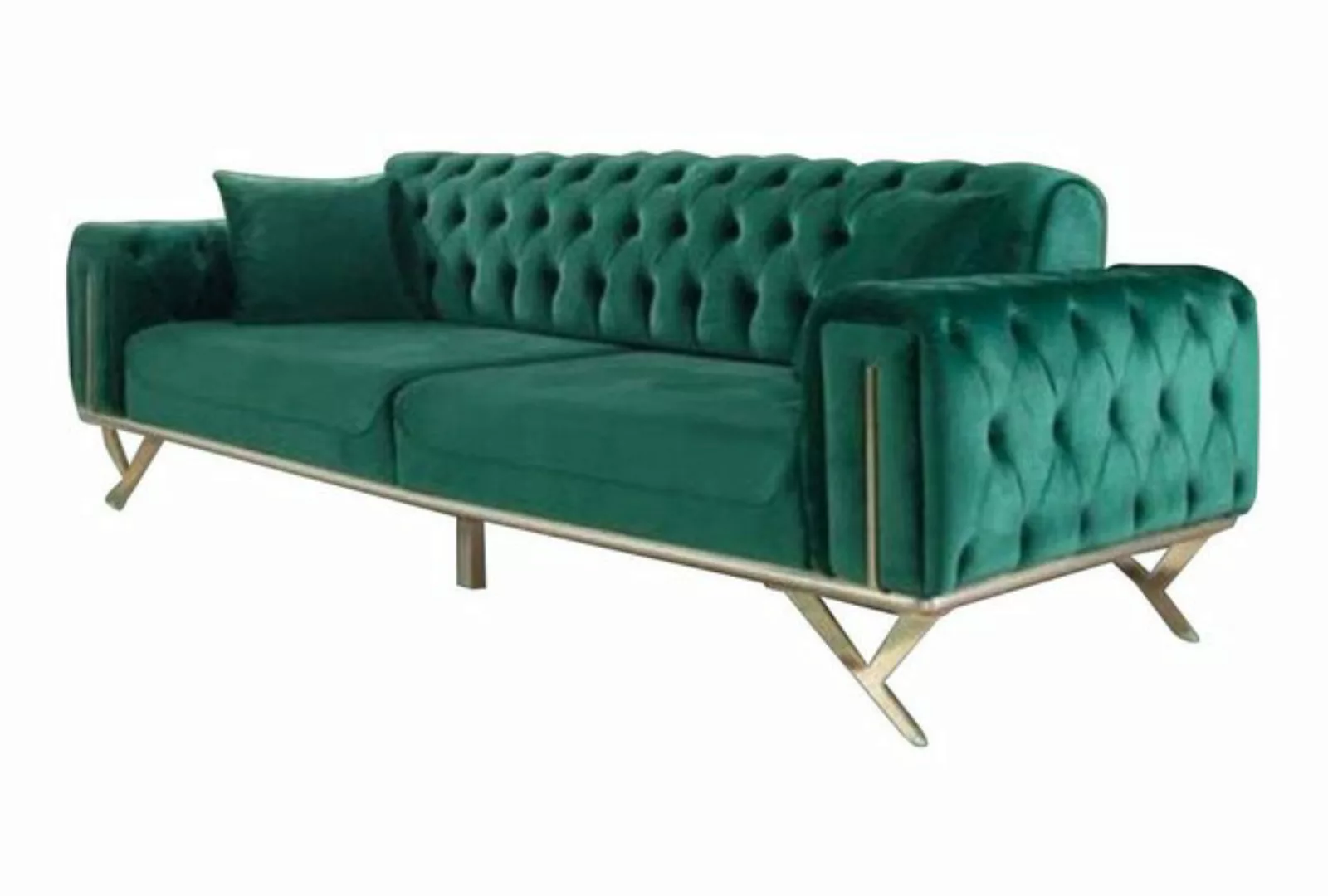 JVmoebel Sofa Grüne Chesterfield Couch Dreisitzer Sitzpolster Möbel, Made i günstig online kaufen