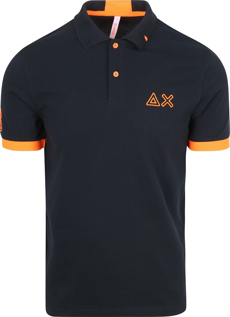 Sun68 Poloshirt Logo Fluo Navy  - Größe L günstig online kaufen