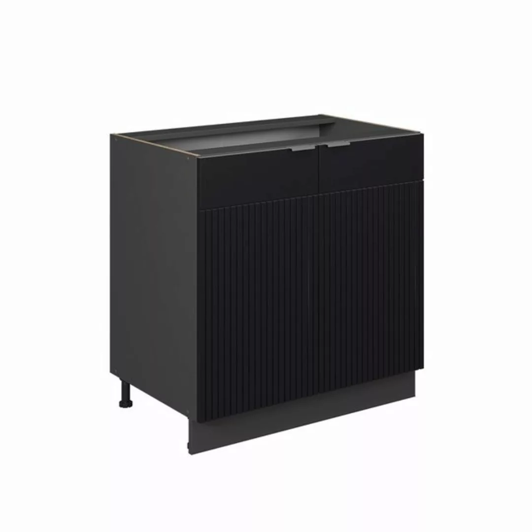 Vicco Spülenunterschrank Fame-Line, Schwarz gestreift/Anthrazit, 80 cm mit günstig online kaufen