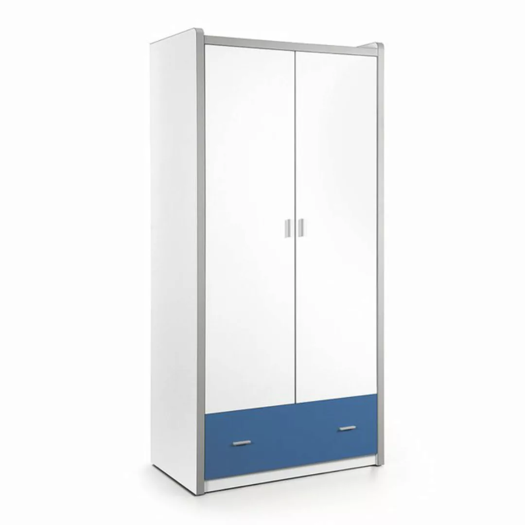 Kleiderschrank BONNY-12, 2-trg, 100cm, Weiß Blau günstig online kaufen