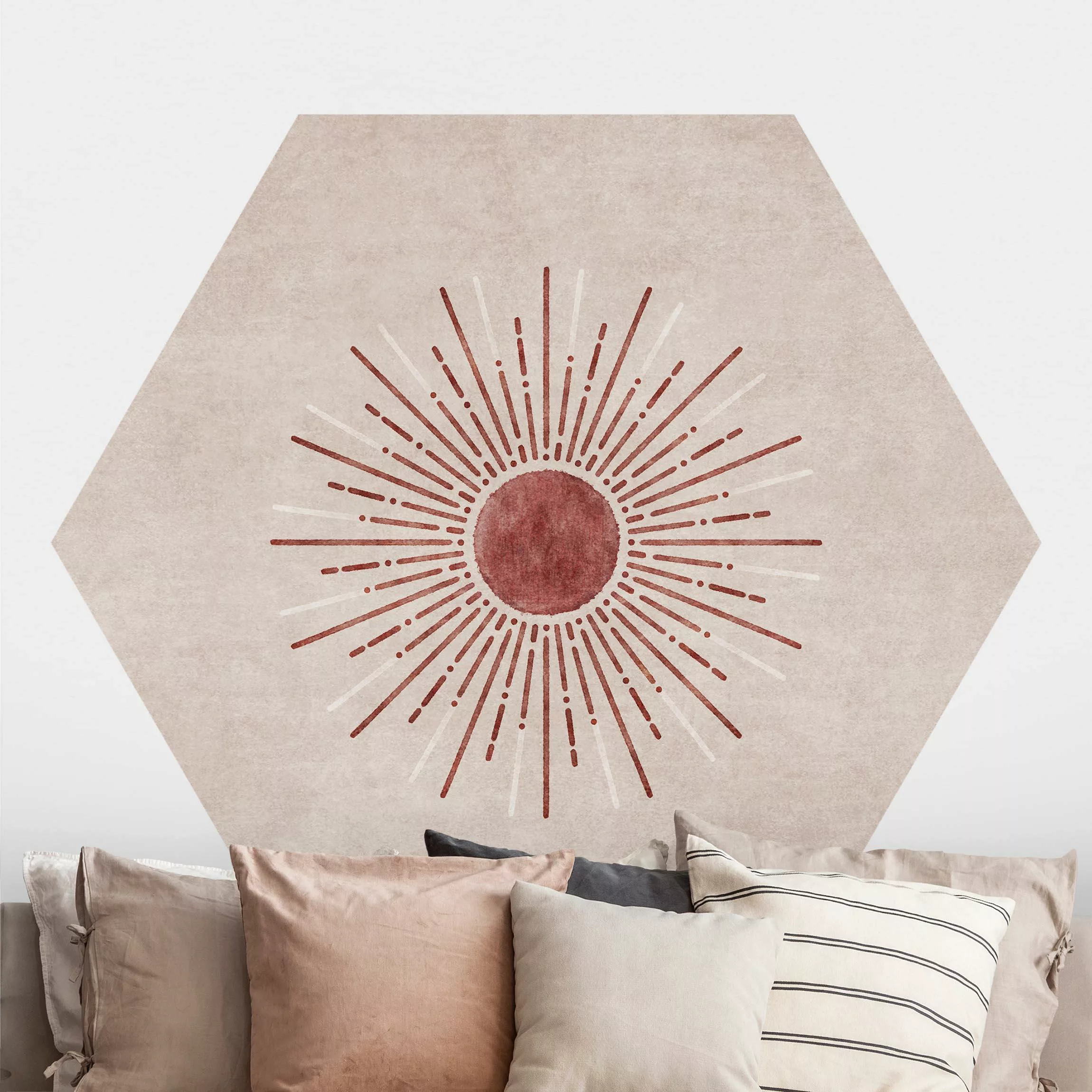 Hexagon Tapete selbstklebend Boho Sonne I günstig online kaufen