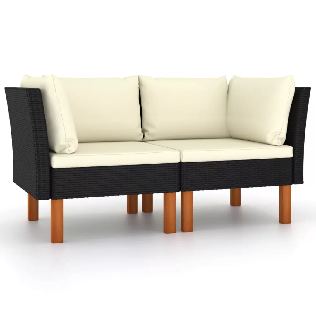 Ecksofas 2 Stk. Poly Rattan Und Eukalyptus Massivholz günstig online kaufen