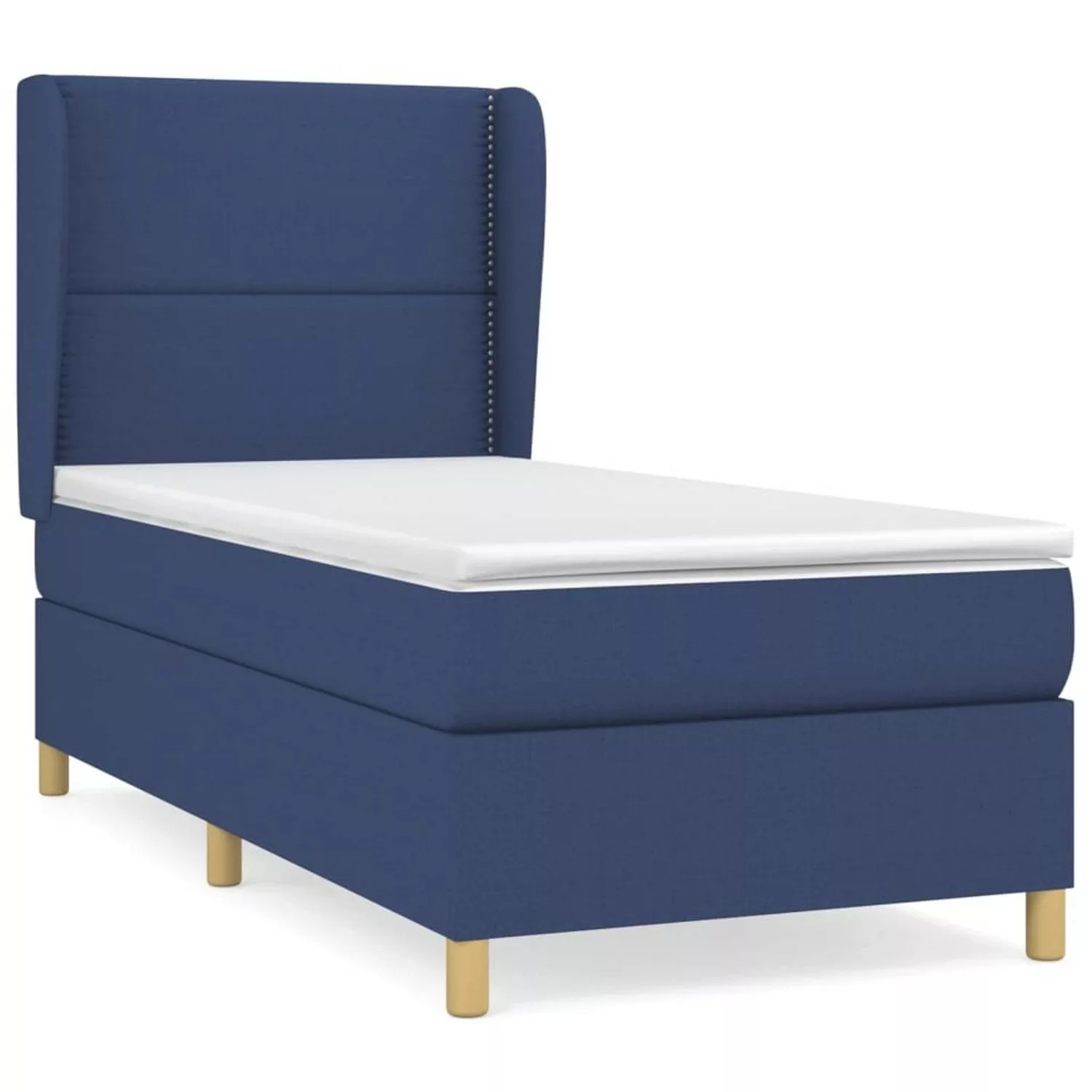 vidaXL Boxspringbett Boxspringbett mit Matratze Blau 80x200 cm Stoff Bett B günstig online kaufen