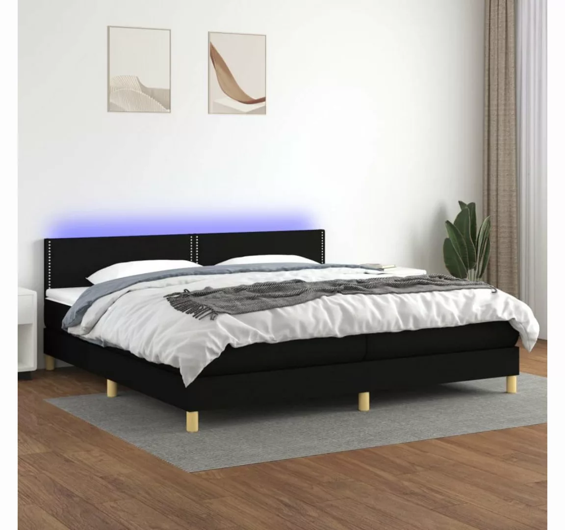 vidaXL Boxspringbett Boxspringbett mit Matratze LED Schwarz 200x200 cm Stof günstig online kaufen