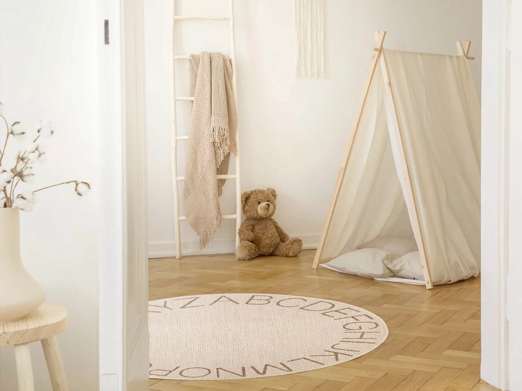 Primaflor-Ideen in Textil Kinderteppich »CABANE - ABC«, rund, 3 mm Höhe, Fl günstig online kaufen