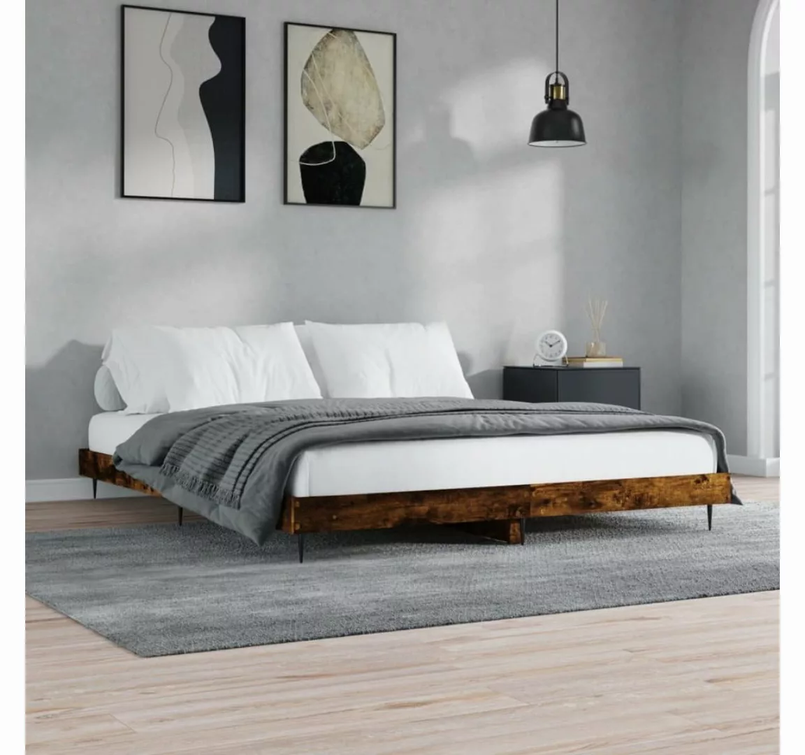 furnicato Bett Bettgestell Räuchereiche 160x200 cm Holzwerkstoff günstig online kaufen