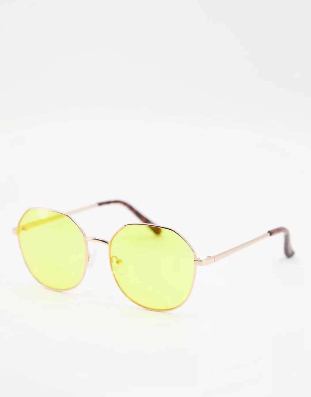 Jeepers Peepers – Runde Damensonnenbrille in Gold mit gelben Gläsern-Goldfa günstig online kaufen
