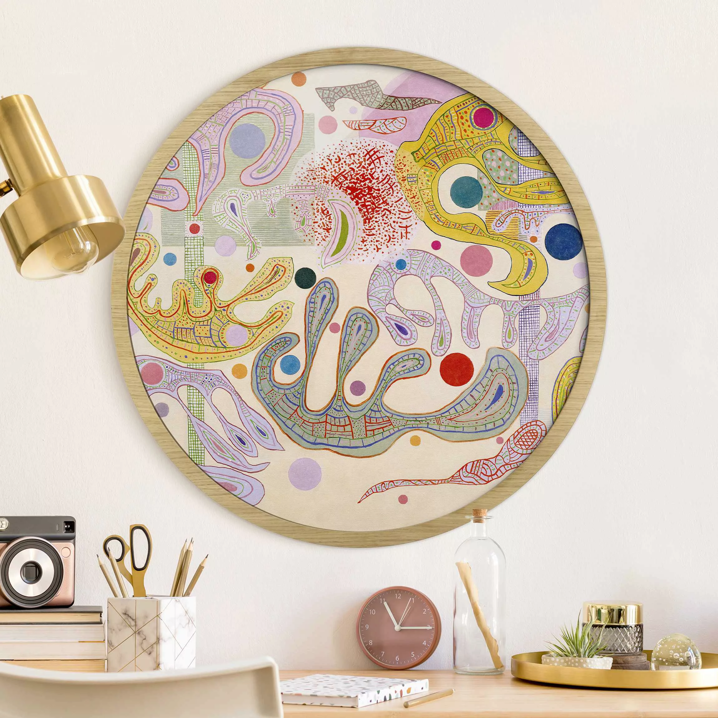 Rundes Gerahmtes Bild Wassily Kandinsky - Launische Formen günstig online kaufen