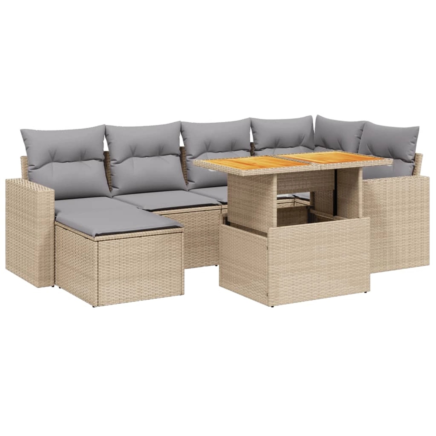 vidaXL 7-tlg Garten-Sofagarnitur mit Kissen Beige Poly Rattan Modell 355 günstig online kaufen