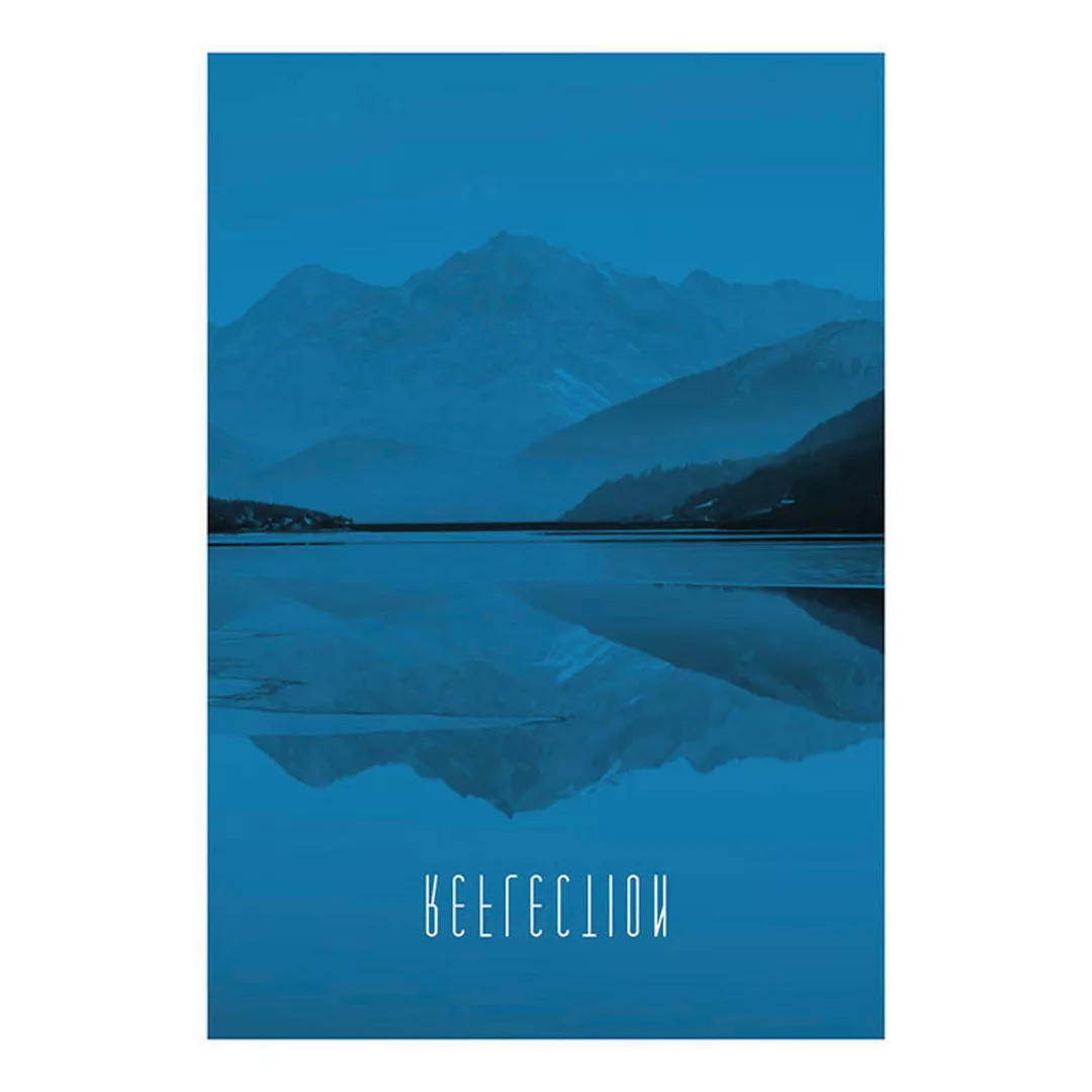 KOMAR Wandbild - Word Lake Reflection Blue  - Größe: 50 x 70 cm mehrfarbig günstig online kaufen