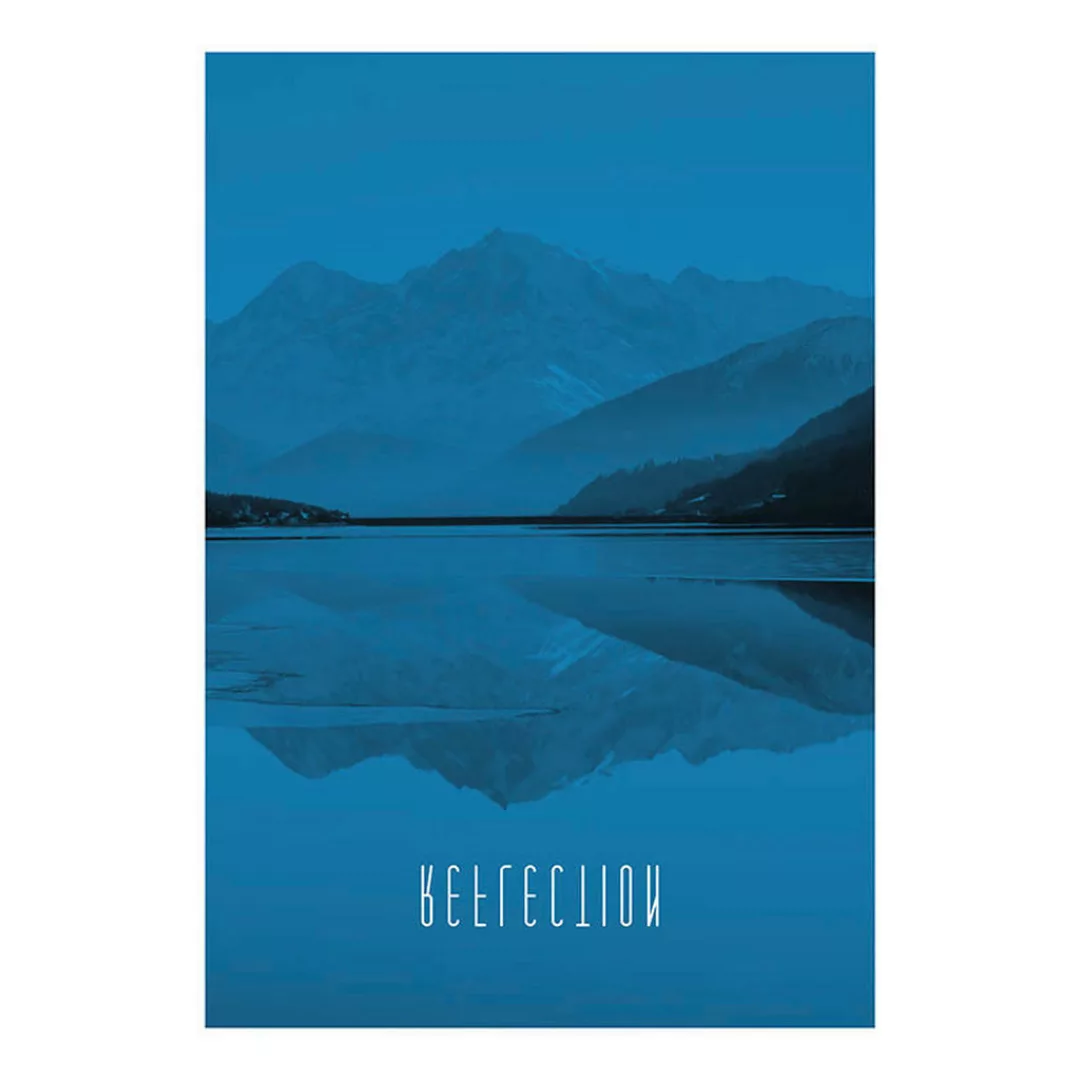 Komar Poster Word Lake Reflection Blue Natur B/L: ca. 50x70 cm günstig online kaufen