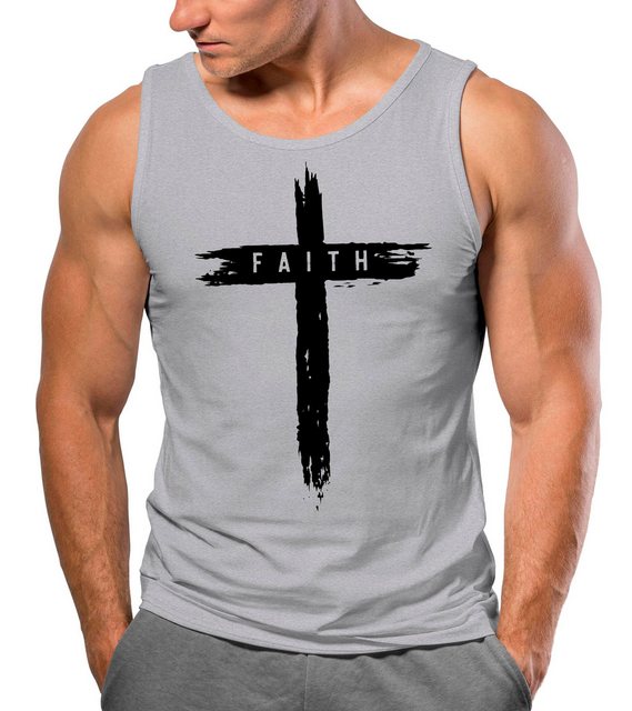 Neverless Tanktop Herren Tank-Top Print Aufdruck Kreuz Cross Faith Glaube T günstig online kaufen