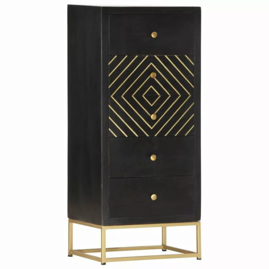 vidaXL Aktenschrank Schubladenschrank Schwarz Golden 45x30x105cm Mangoholz günstig online kaufen