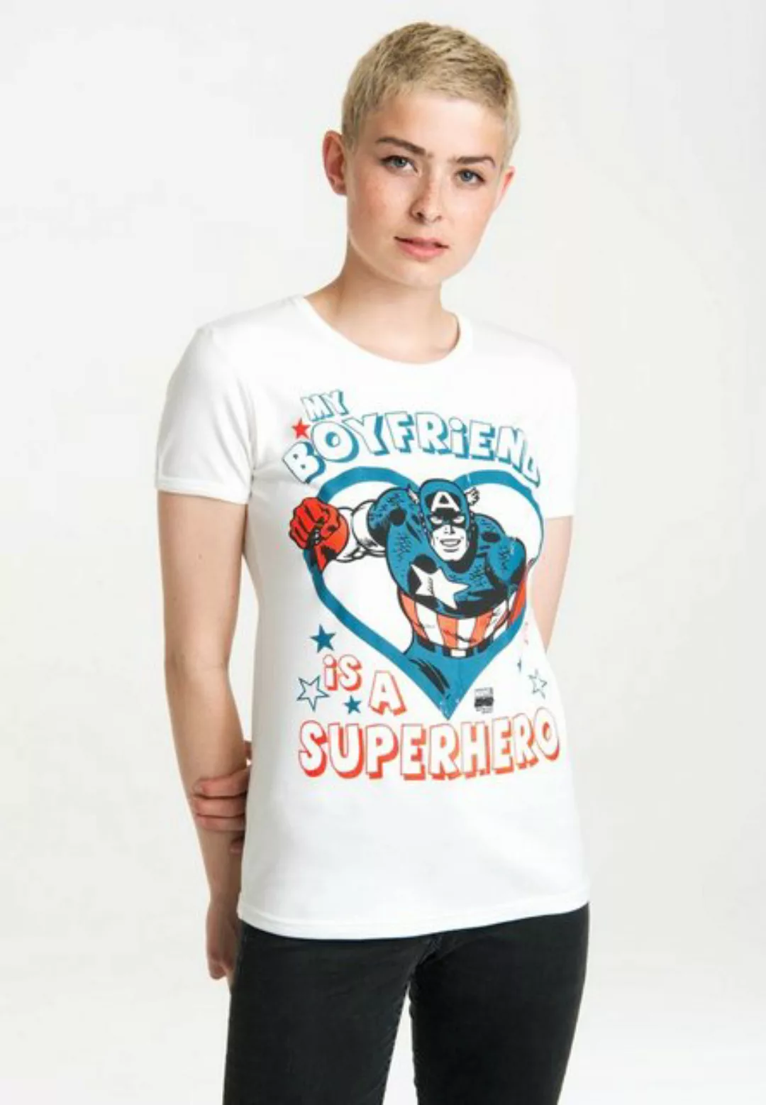 LOGOSHIRT T-Shirt "Marvel - My Boyfriend Is A Superhero", mit lizenzierten günstig online kaufen