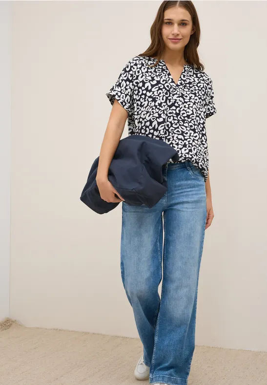 Leo Split Neck Bluse günstig online kaufen
