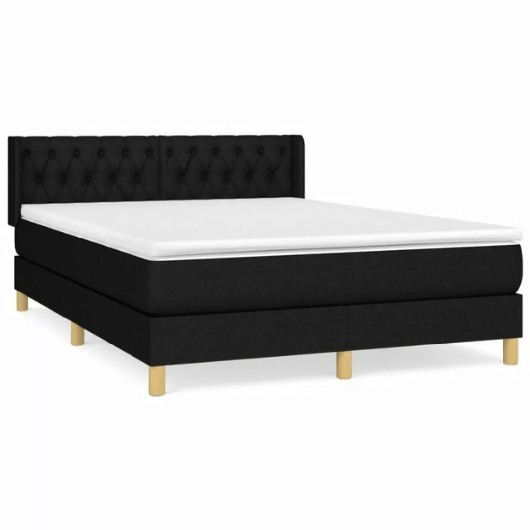 furnicato Bett Boxspringbett mit Matratze Schwarz 140x190 cm Stoff günstig online kaufen