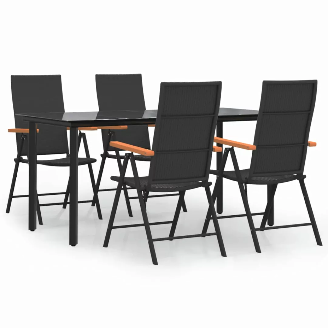 Vidaxl 5-tlg. Garten-essgruppe Schwarz Und Braun Poly Rattan günstig online kaufen