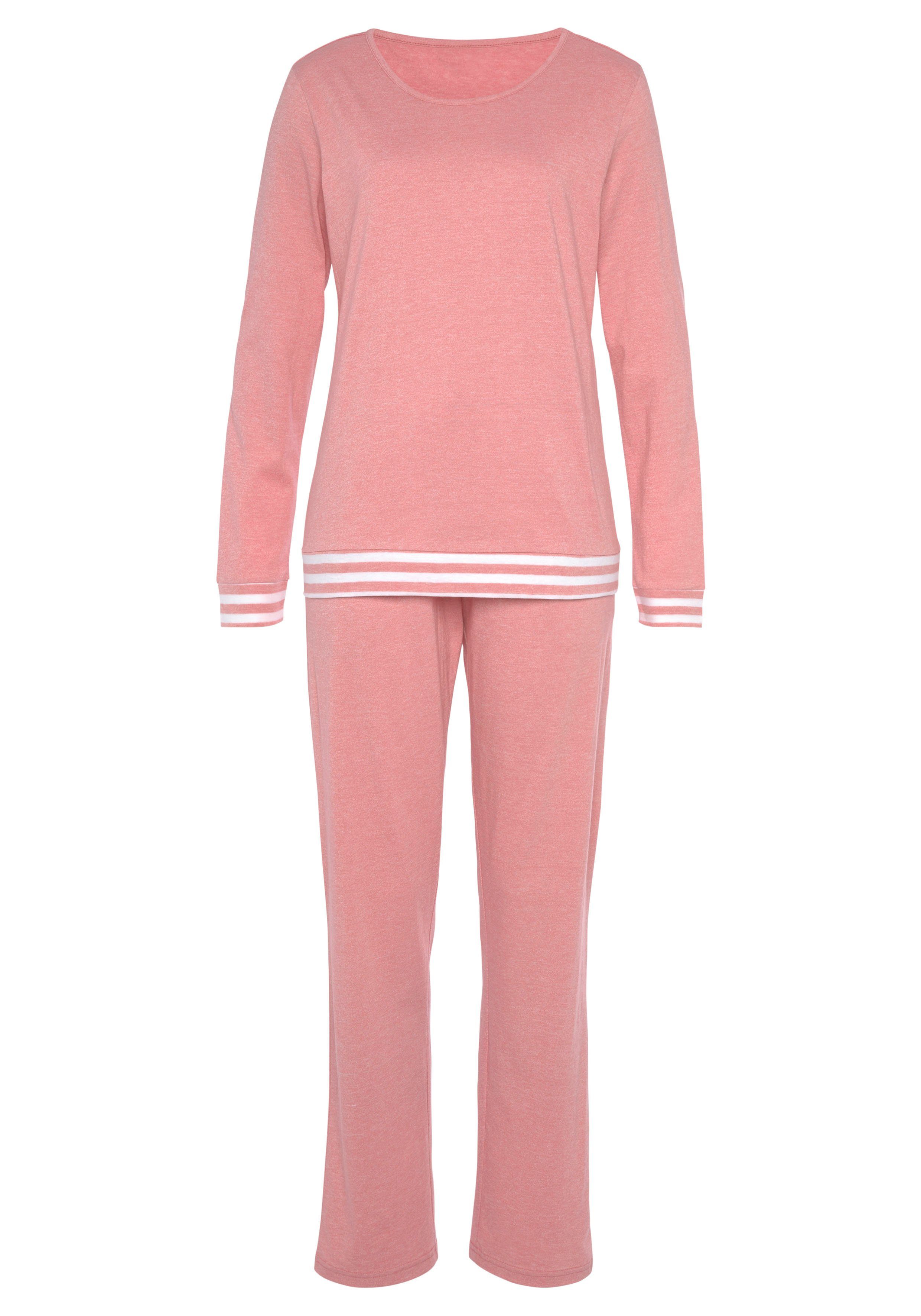 Vivance Dreams Pyjama, (2 tlg.), mit gestreiften Bündchen günstig online kaufen