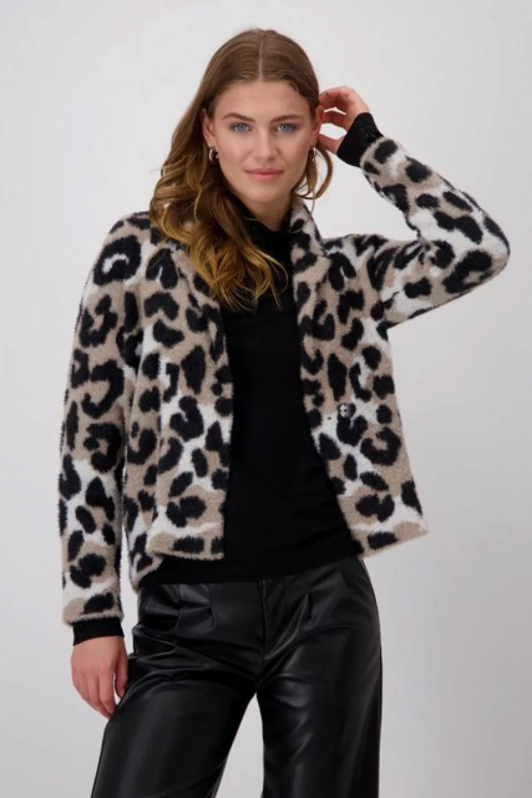 Monari Stehkragenpullover mit Animalprint günstig online kaufen