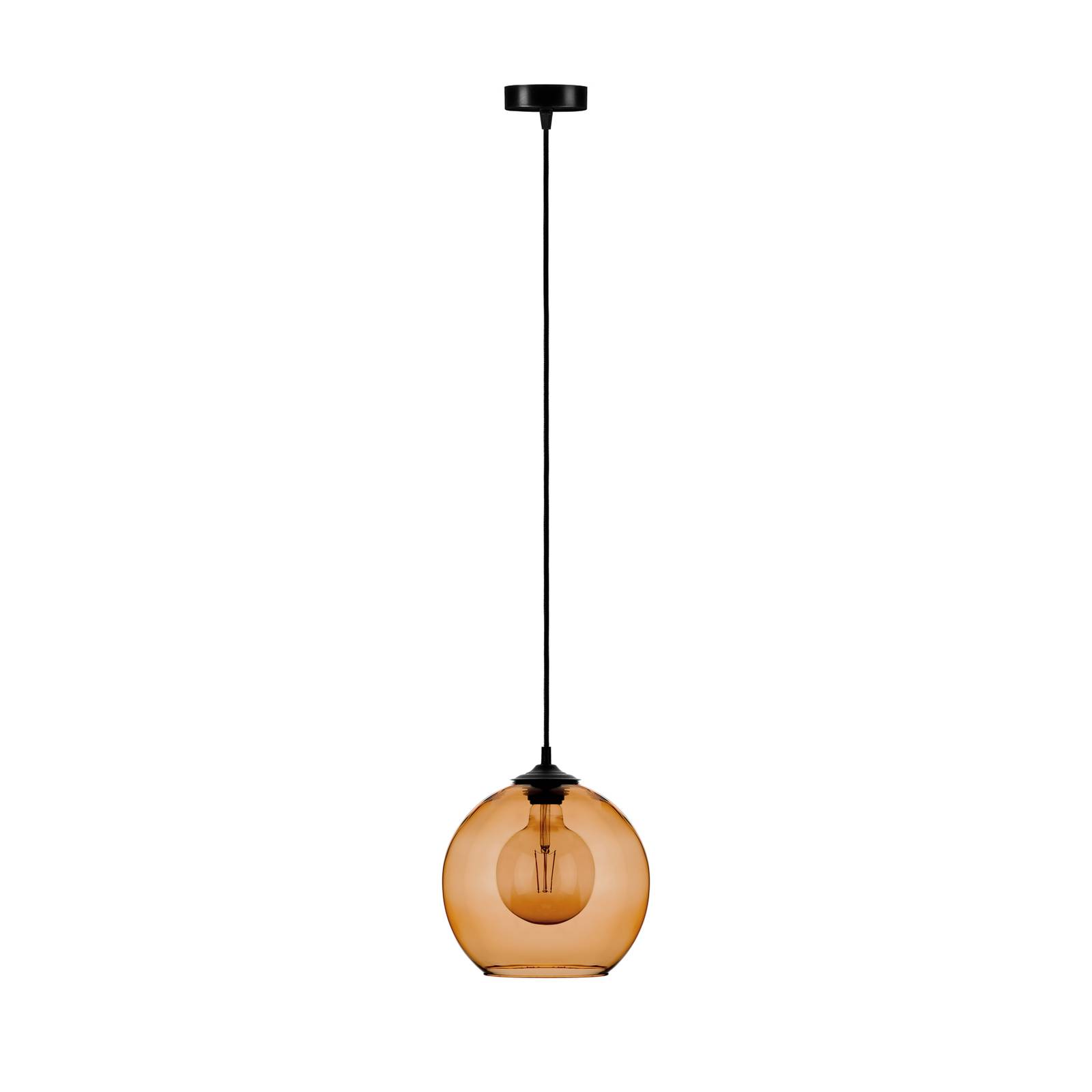 Hängelampe Ball Glas-Kugelschirm amber Ø 25cm günstig online kaufen