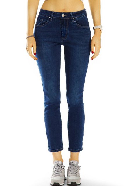 be styled 7/8-Jeans dunkelblaue Damenjeans, röhrige mid waist Hosen j3m günstig online kaufen