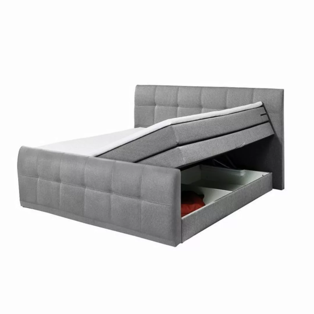 Lomadox Boxspringbett SACRAMENTO-09, grau 4 cm Komfort T25 Schaum-Topper günstig online kaufen