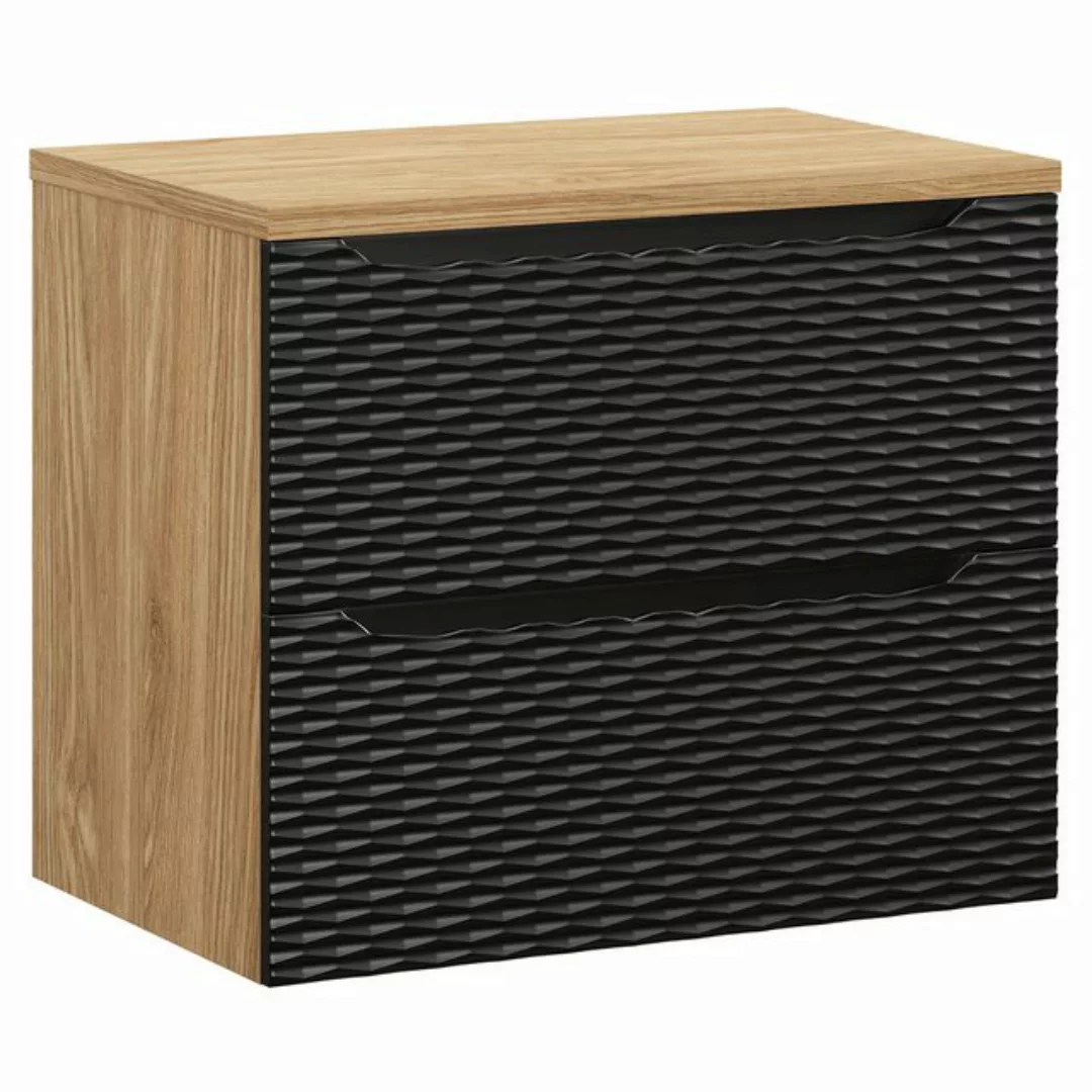 Lomadox Waschbeckenschrank OLUO-56-BLACK Waschtischunterschrank, 70cm, Eich günstig online kaufen