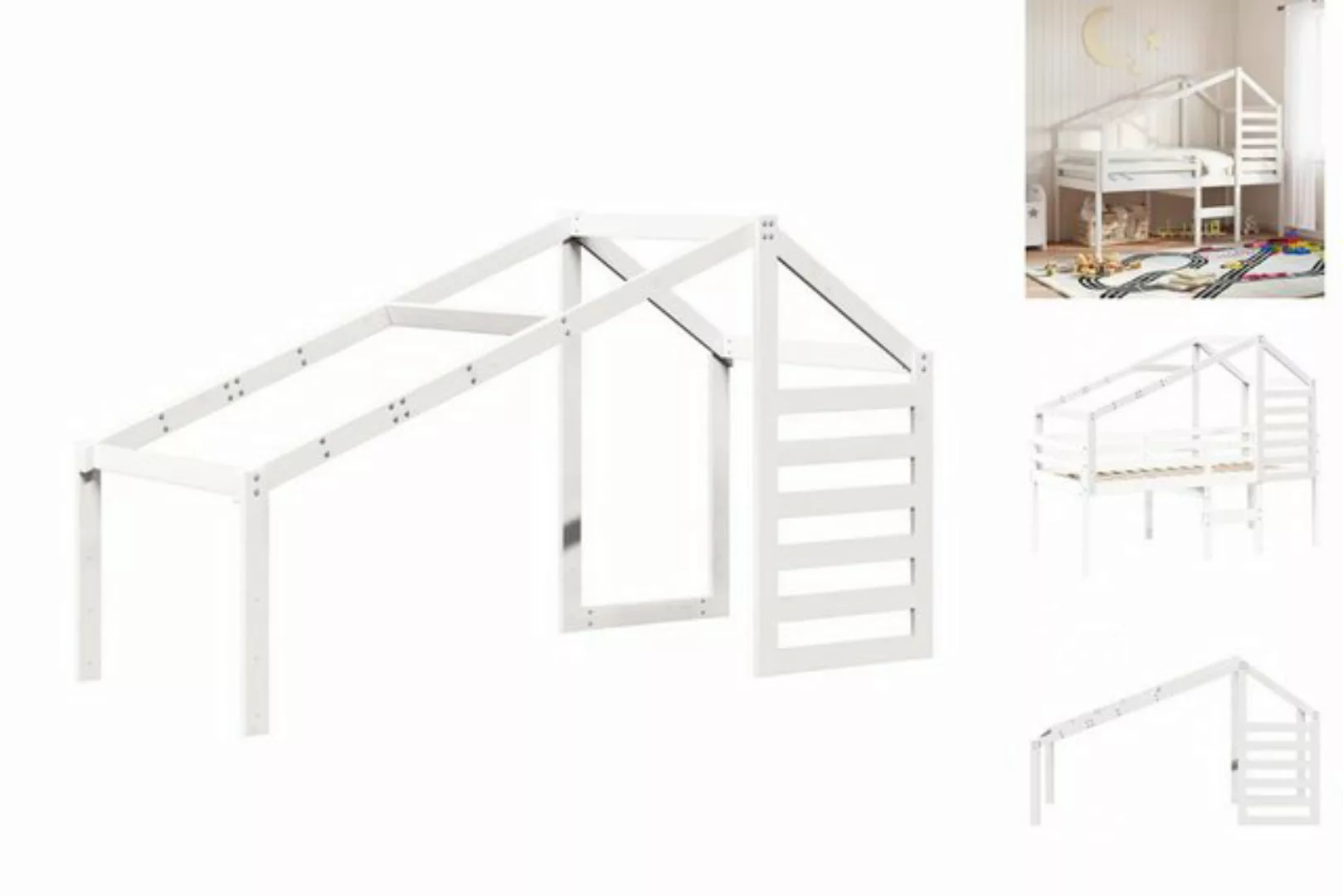 vidaXL Kinderbett Dach für Kinderbett Weiß 198x97x113 cm Massivholz Kiefer günstig online kaufen