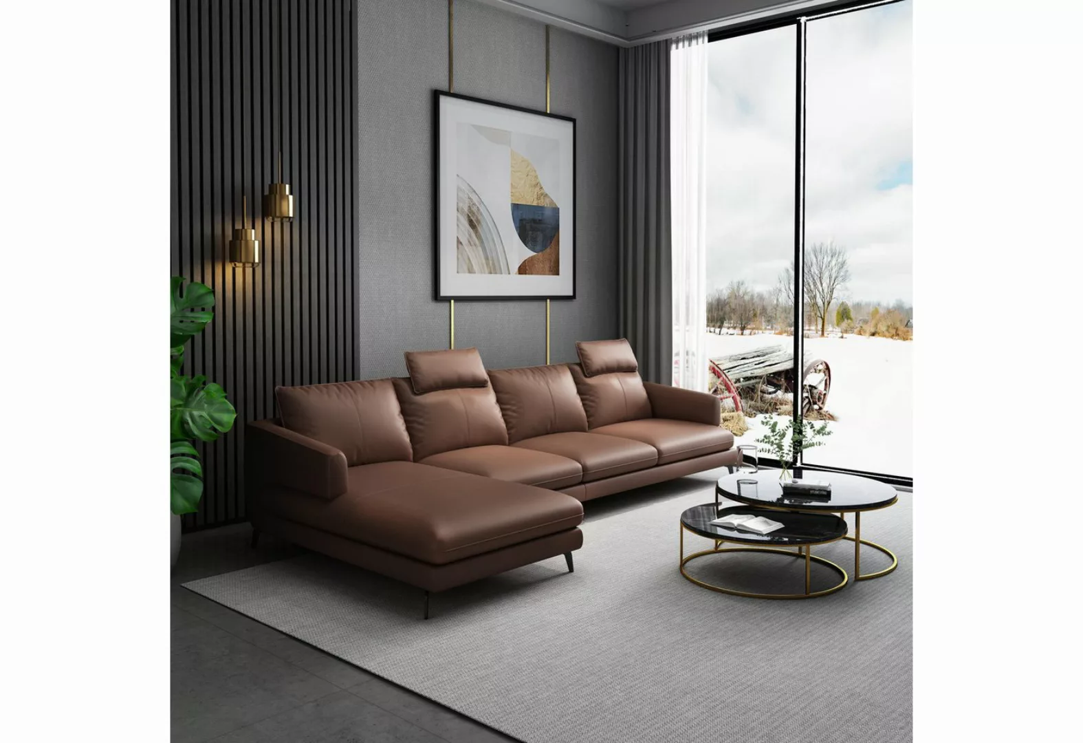 Xlmoebel Sofa Neues modernes Ecksofa in L-Form aus Leder für das Wohnzimmer günstig online kaufen