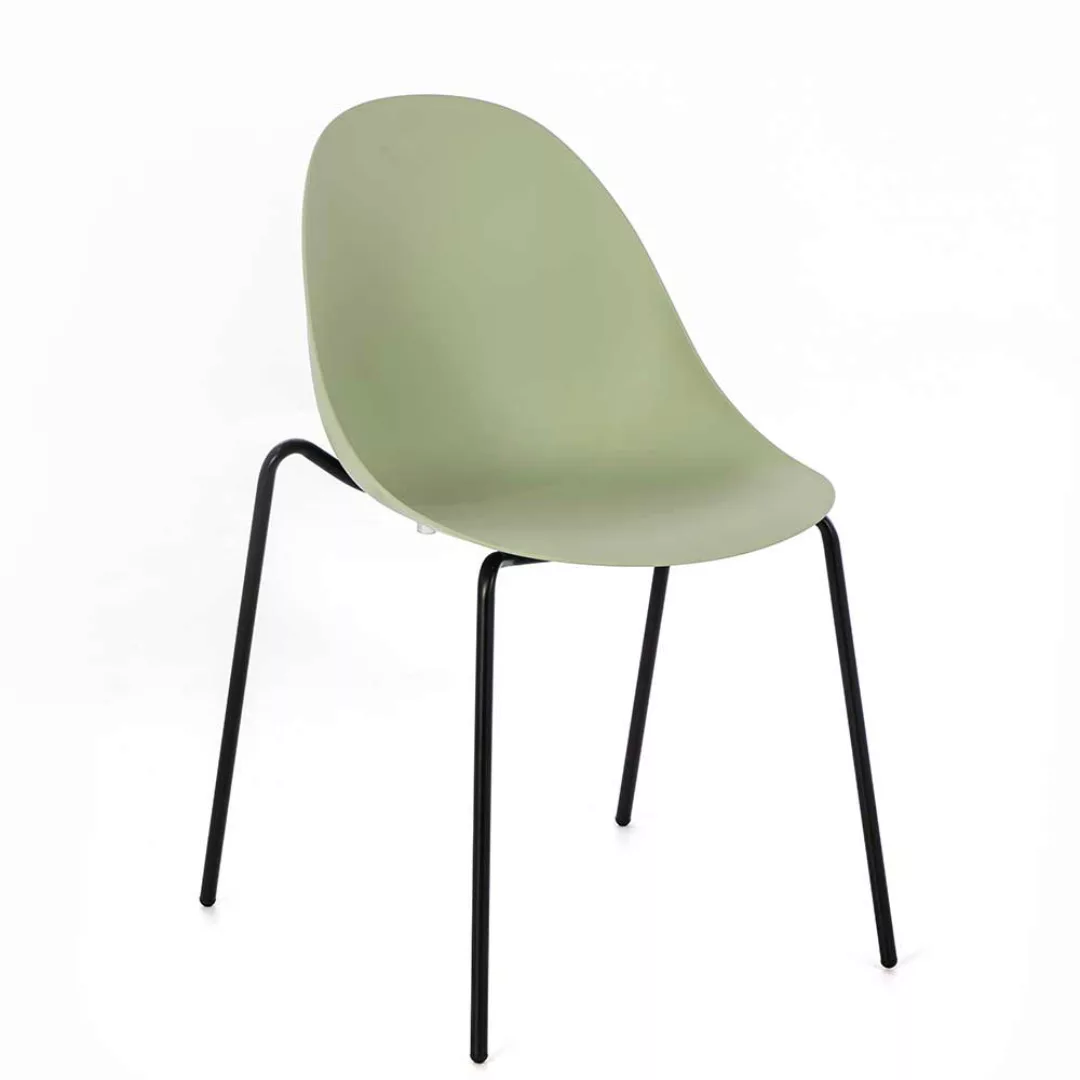 Esstisch Stühle in Hellgrün und Schwarz Kunststoff und Metall (4er Set) günstig online kaufen