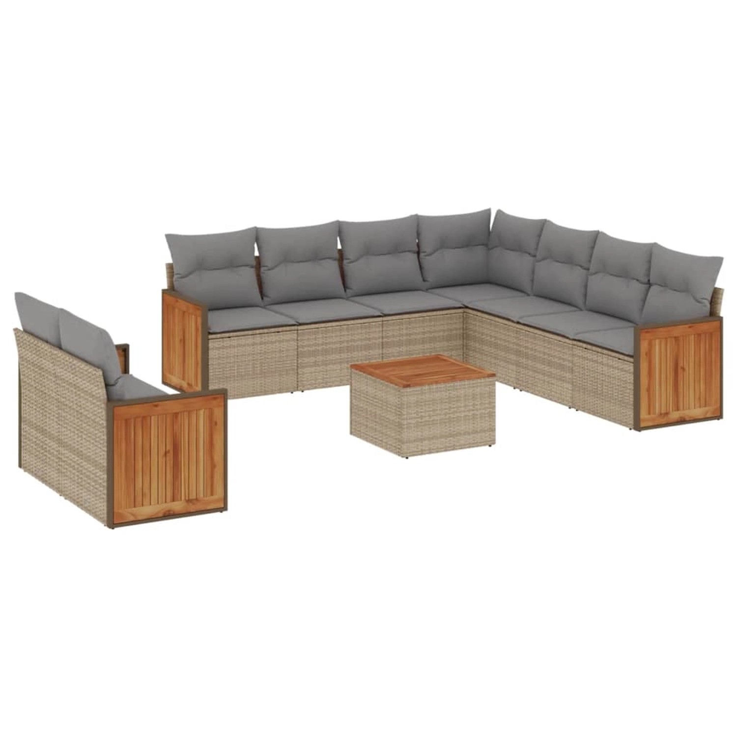 vidaXL 10-Tlg Garten-Sofagarnitur mit Kissen Beige Poly Rattan 3260190 günstig online kaufen