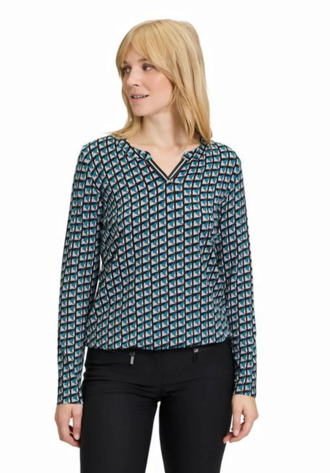 Betty Barclay Kurzarmshirt "Betty Barclay Blusenshirt mit Print", Rippbündc günstig online kaufen