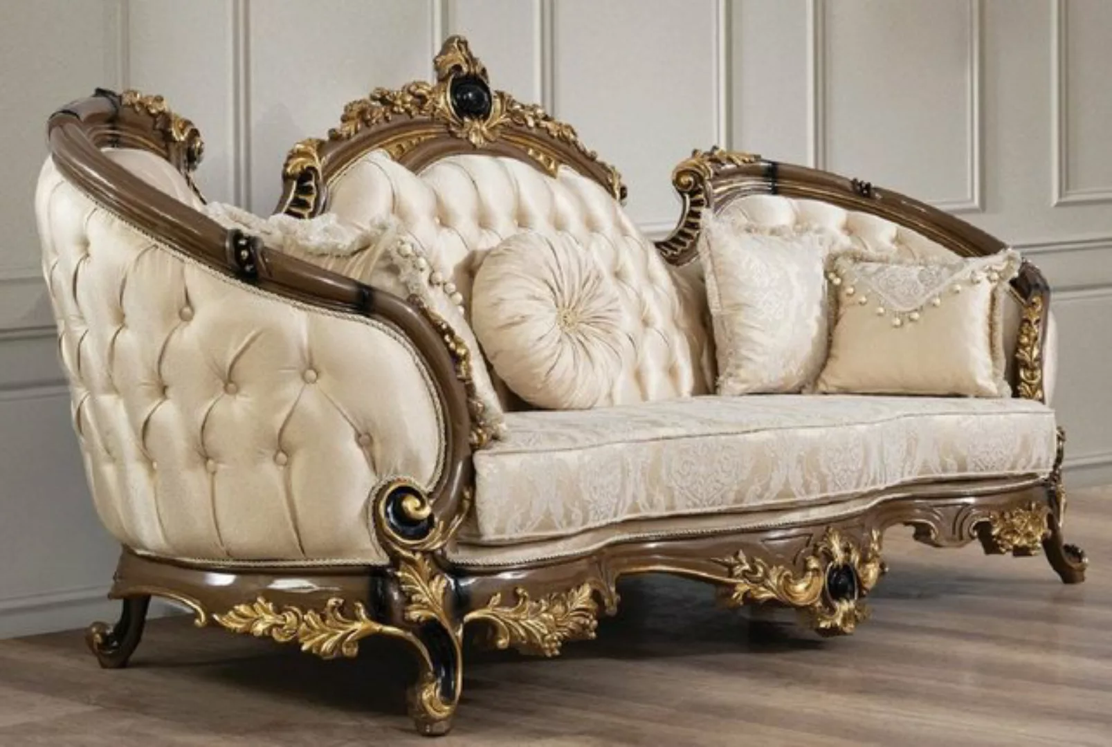 Casa Padrino Sofa Luxus Barock Sofa Gold / Braun / Schwarz / Gold - Prunkvo günstig online kaufen