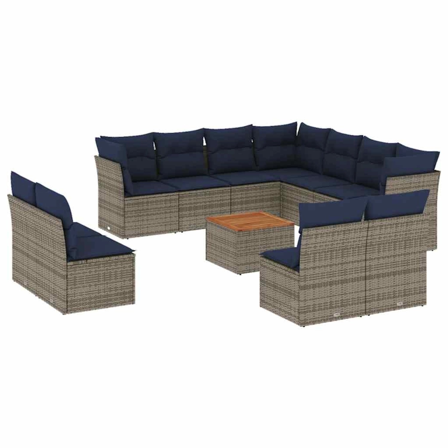 vidaXL 12-Tlg Garten-Sofagarnitur mit Kissen Grau Poly Rattan 3256040 günstig online kaufen