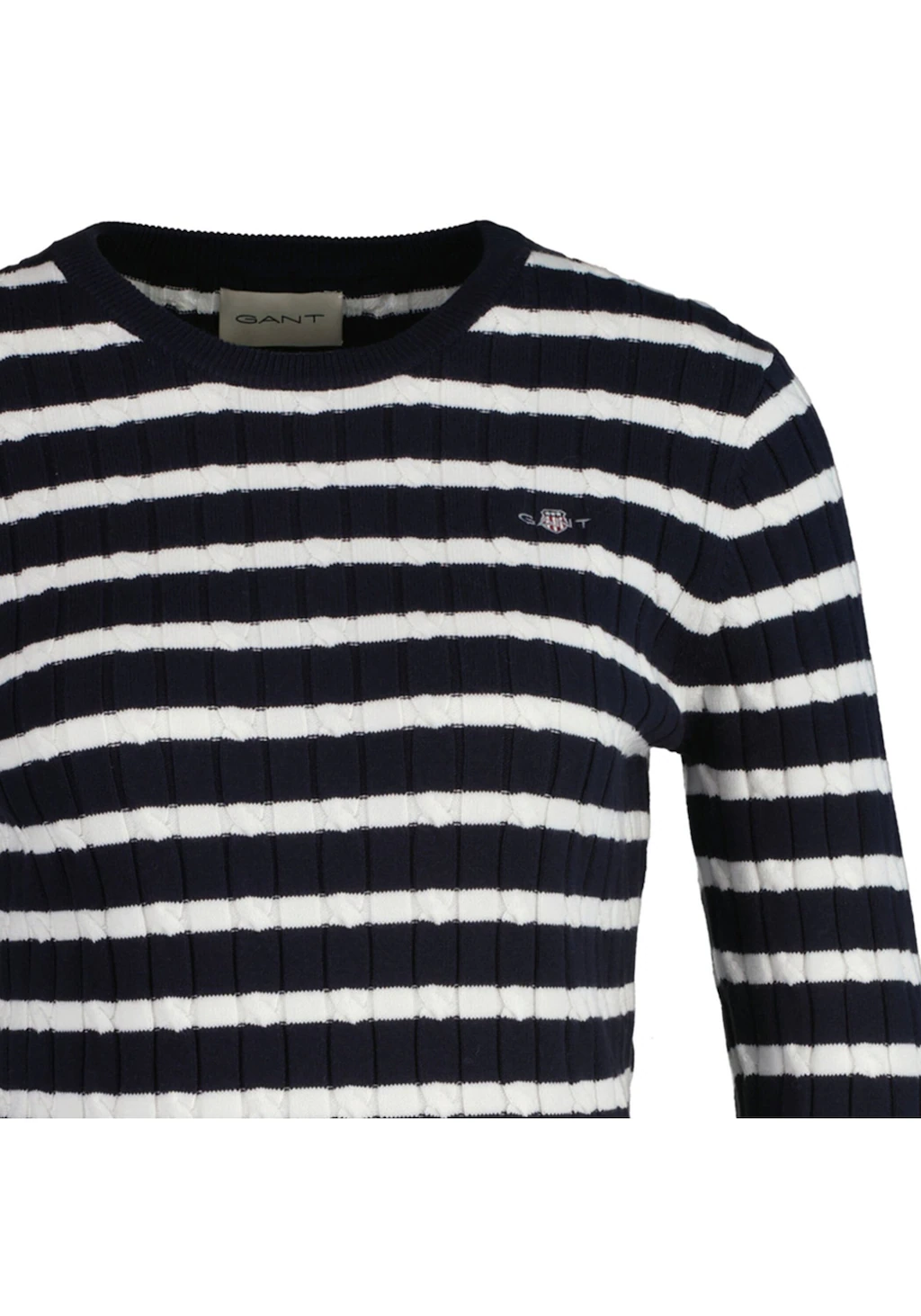 Gant Rundhalspullover "STRETCH COTTON CABLE STRIPE C-NECK" günstig online kaufen