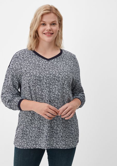 TRIANGLE Langarmshirt Shirt mit V-Neck Stickerei günstig online kaufen