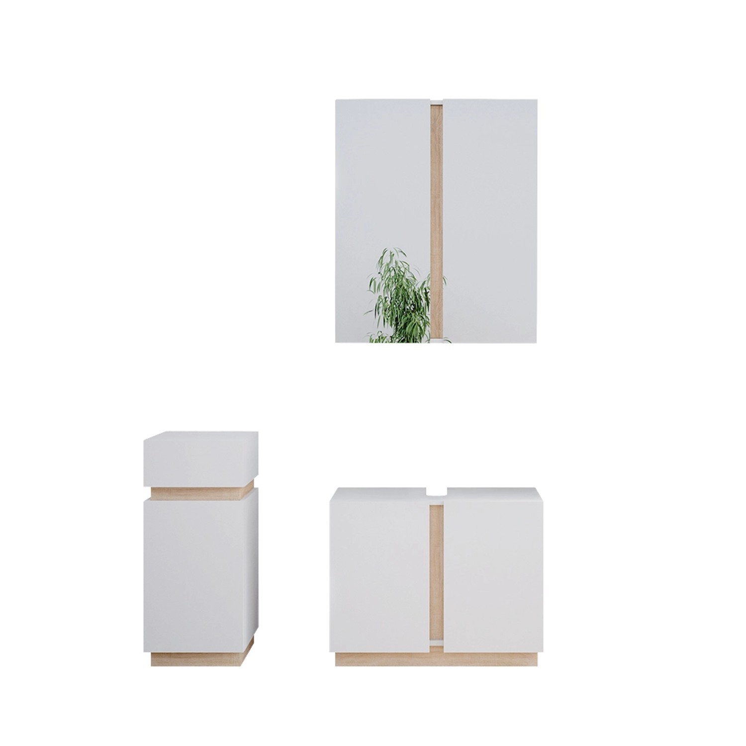 Vicco Badmöbel-Set Gloria, Weiß/Sonoma, 3 Teile, günstig online kaufen