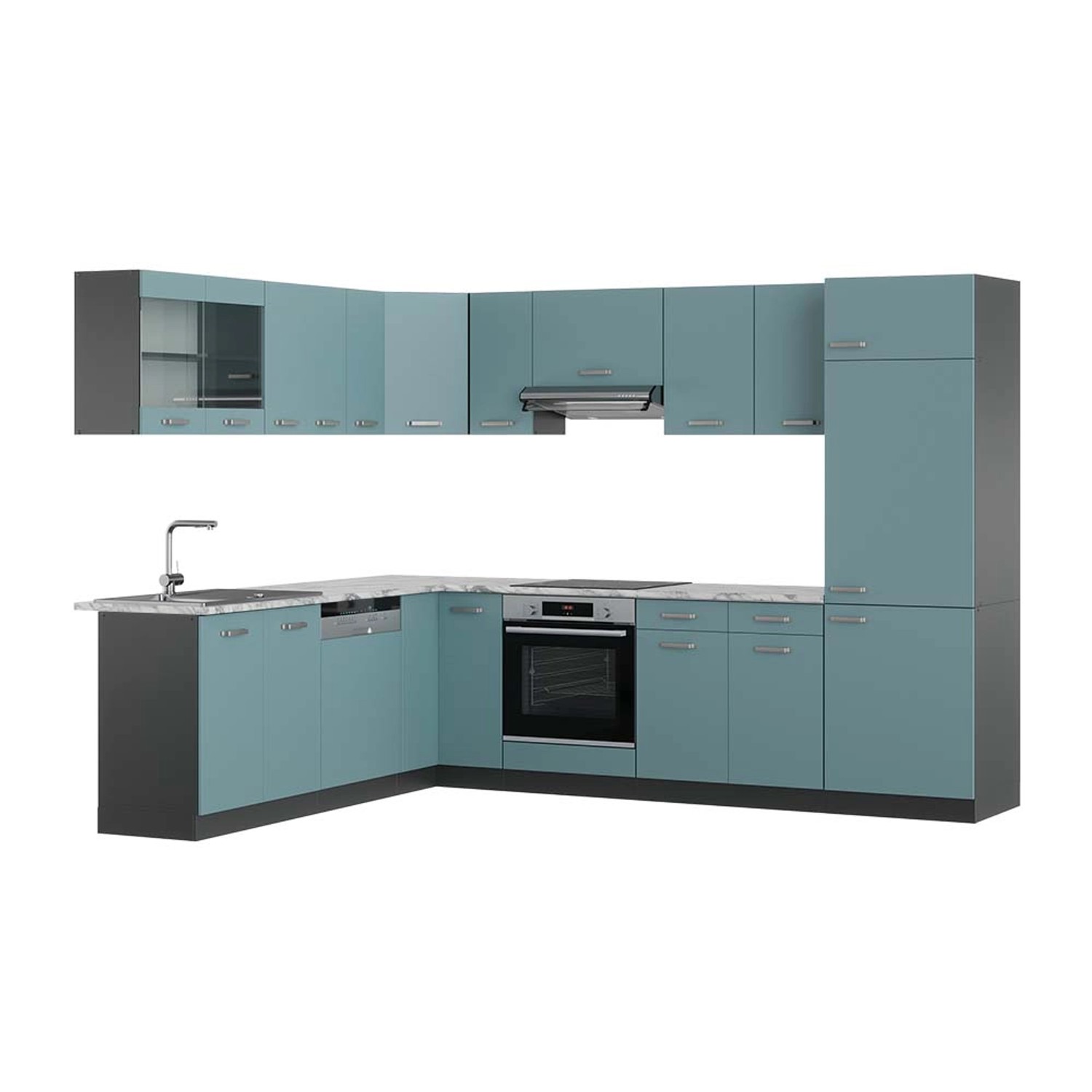 Vicco R-Line Eckküche Blau-Grau/Anthrazit 227 x 287 cm AP Marmor günstig online kaufen