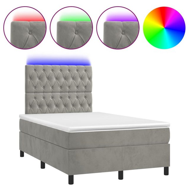 vidaXL Boxspringbett Boxspringbett mit Matratze & LED Samt (120 x 200 cm, H günstig online kaufen