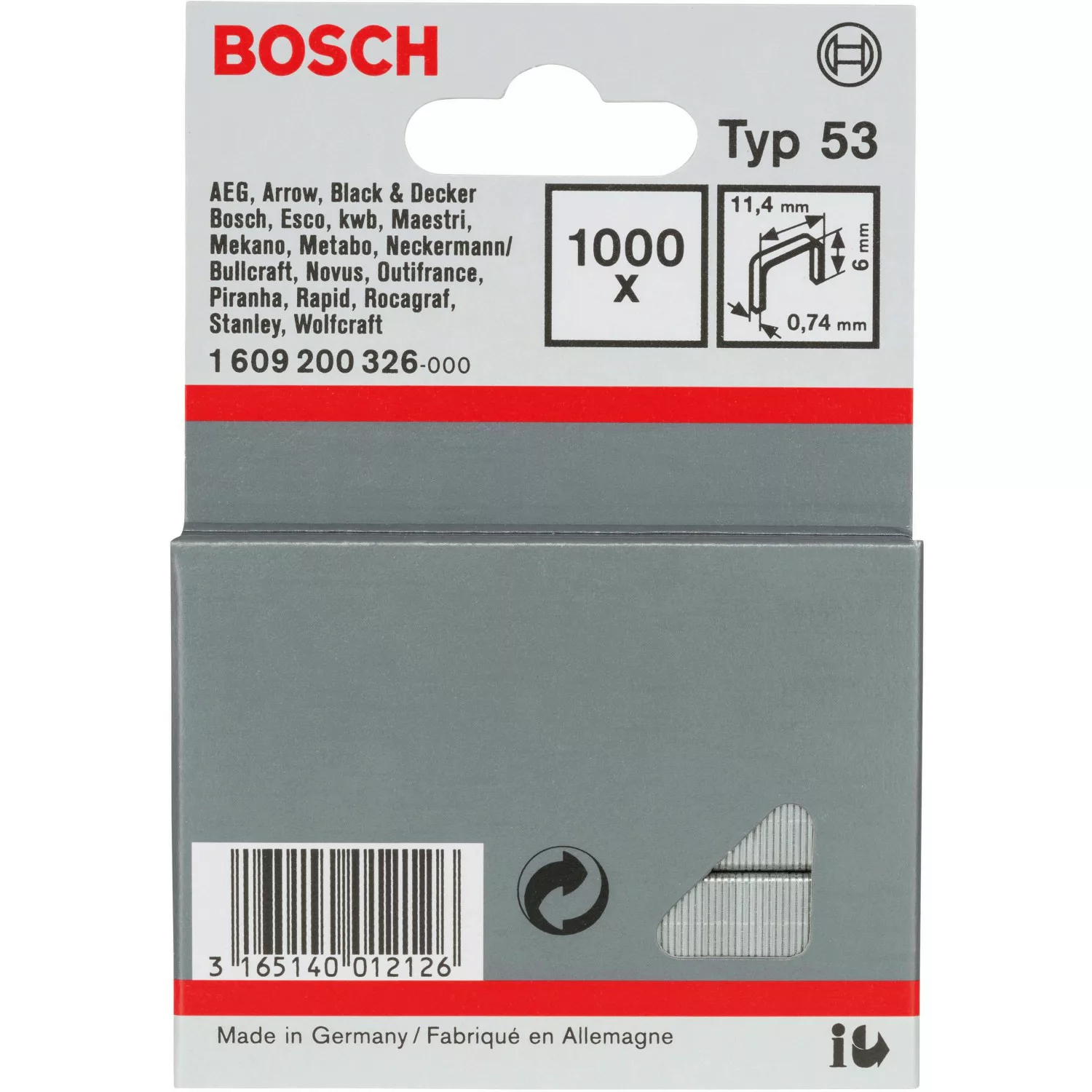 Bosch Feindrahtklammern Typ 53 für Tacker 1.000 Stück 6 mm x 11,4 mm günstig online kaufen